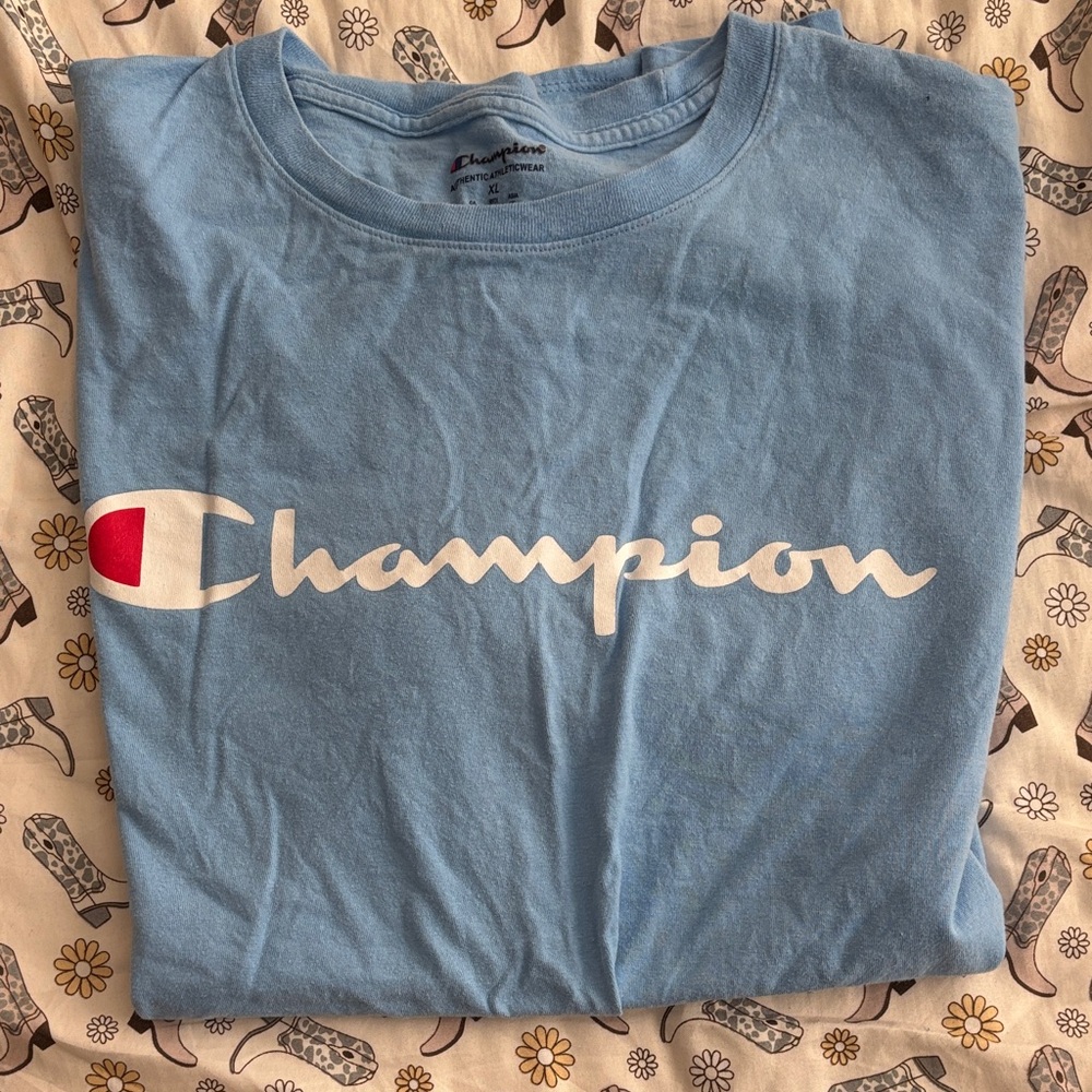 Champion Light Blue Logo Tee